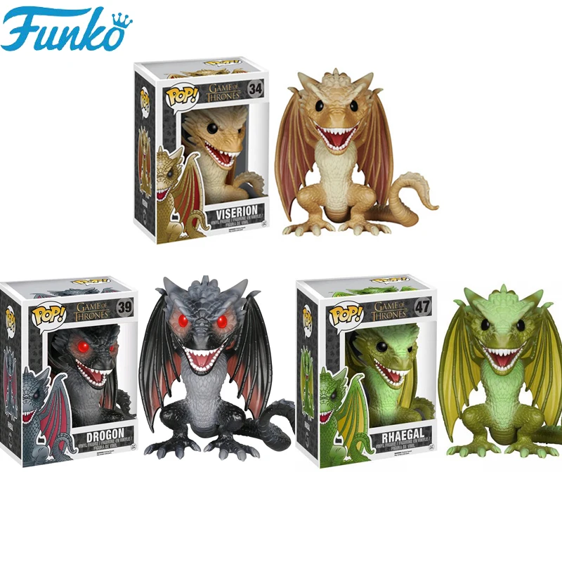 Funko Pop Игра престолов Rhaegal Drogon Viserion ПВХ экшн игрушечные Цифры Коллекция Модель рождественские подарки F16