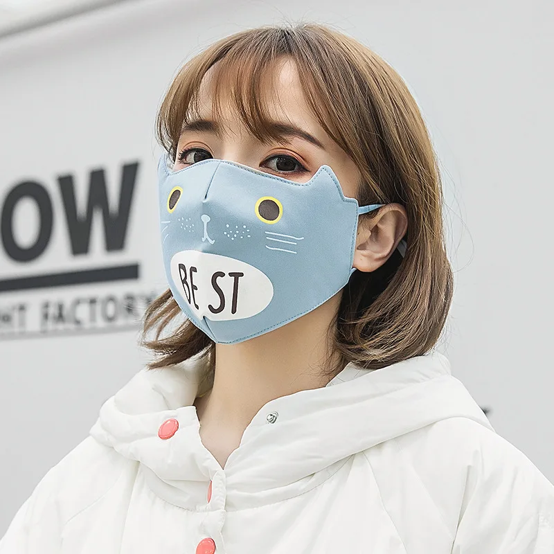 

1pc Girls Cute Cat Print Cotton Dust Mask Mouth-muffle Kawaii Cotton Anti-Dust Face Mask Anti Pollution Fabric Dust Mouth Mask