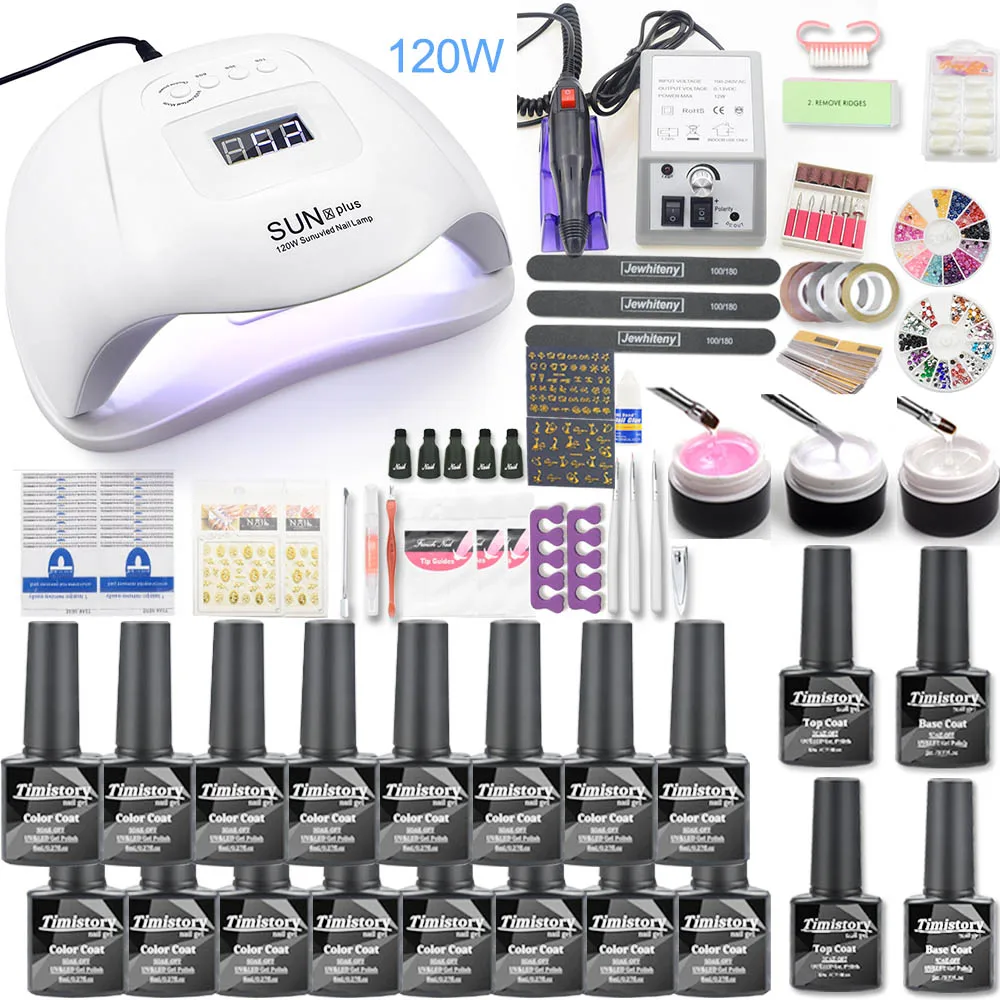 

120W Nail Lamp Nail Set 16/20 Colors Nail Polish Gel Set Kit UV LED Nail Lamp Electric Manicure Drill Machine Nail Art Tools