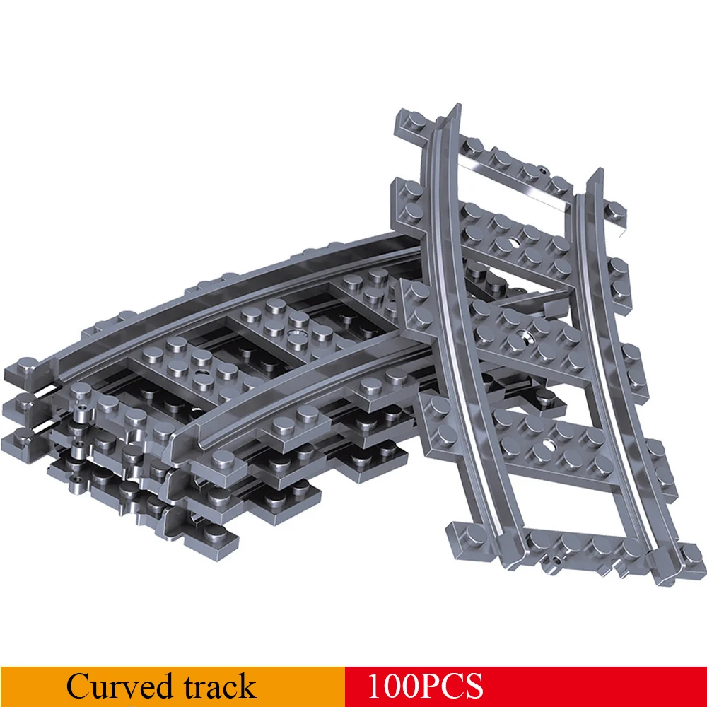 100 шт./лот городской поезд железнодорожный рельс прямой конструктор Набор кирпичей детская модель