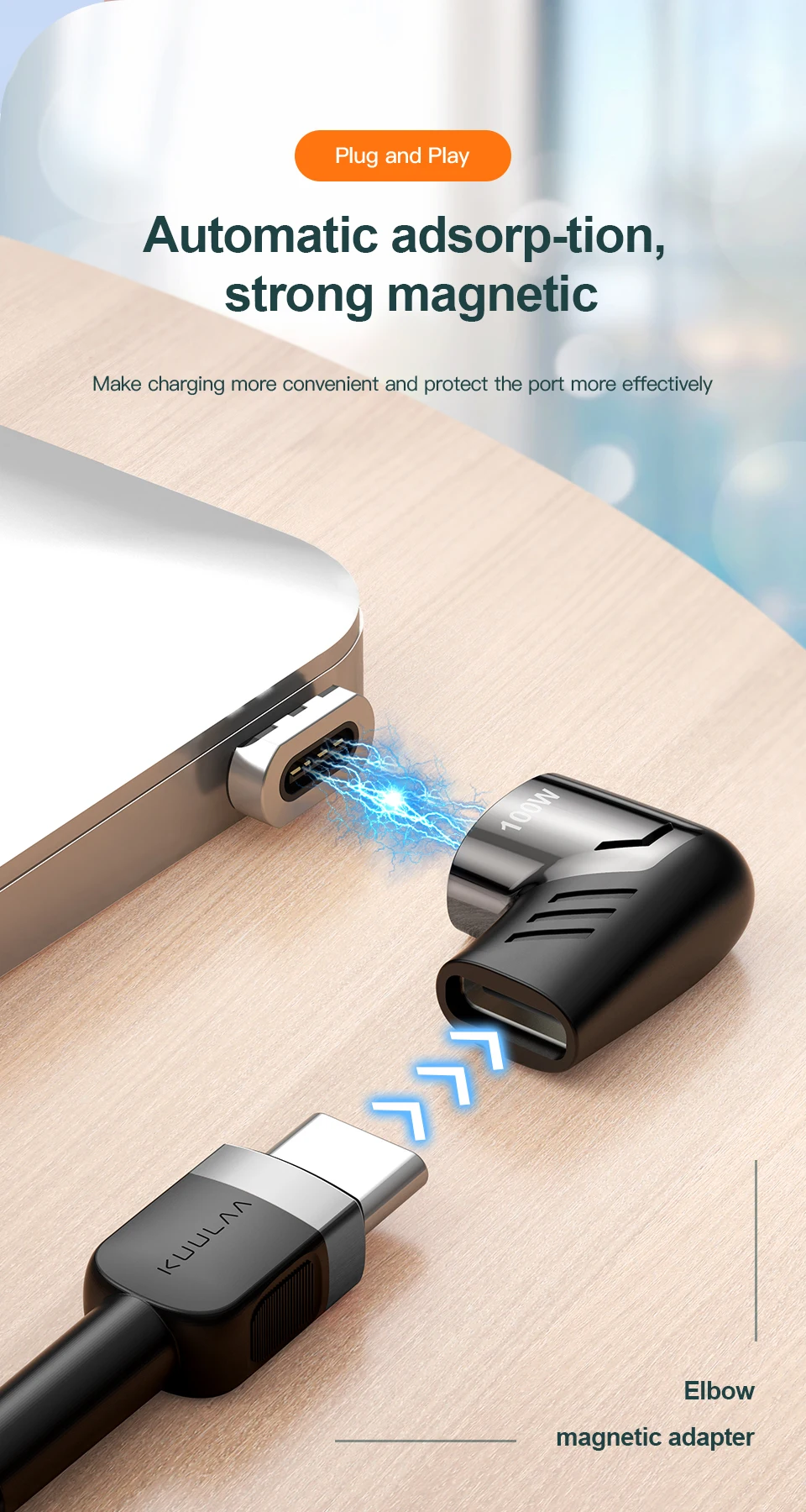100W Magnetic Type-C Adapter Female to Male Kuulaa