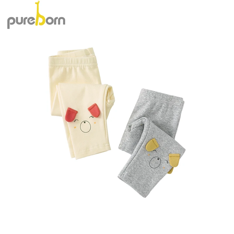 Pureborn/штаны для маленьких девочек хлопковые обтягивающие модные штаны с рисунком собаки леггинсы для маленьких мальчиков весенне-осенние брюки