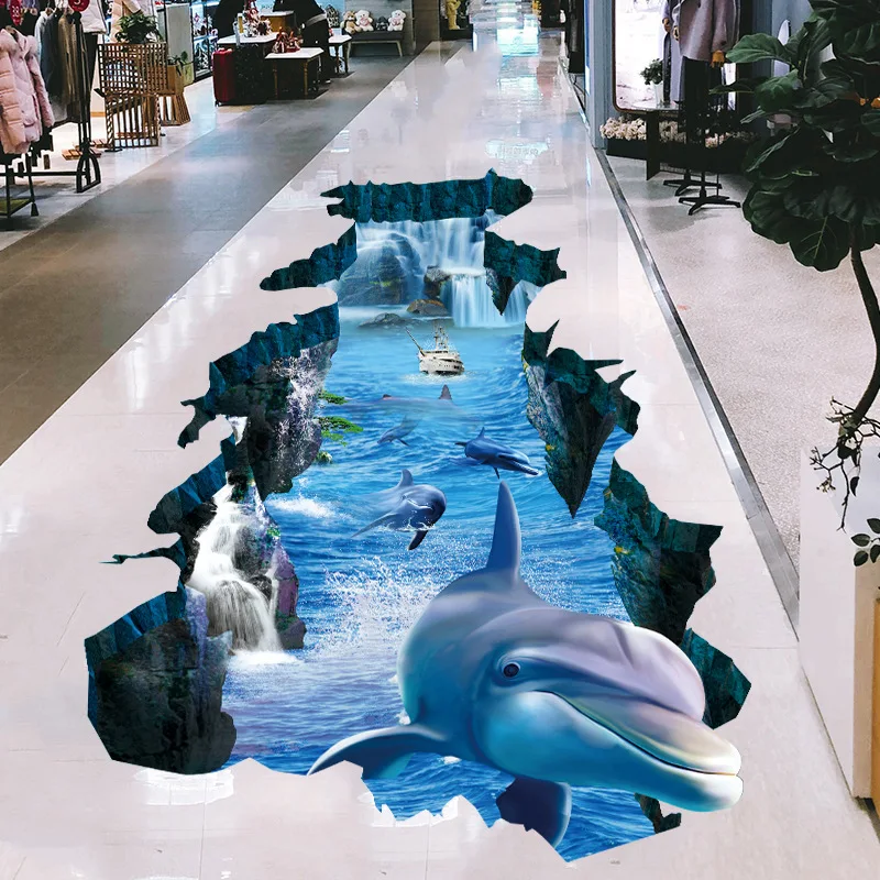 Wall-Stickers3D, звезда, наклейки на стену, фальшивое окно, дельфин, Акула, спальня, гостиная, декоративная живопись, Декор