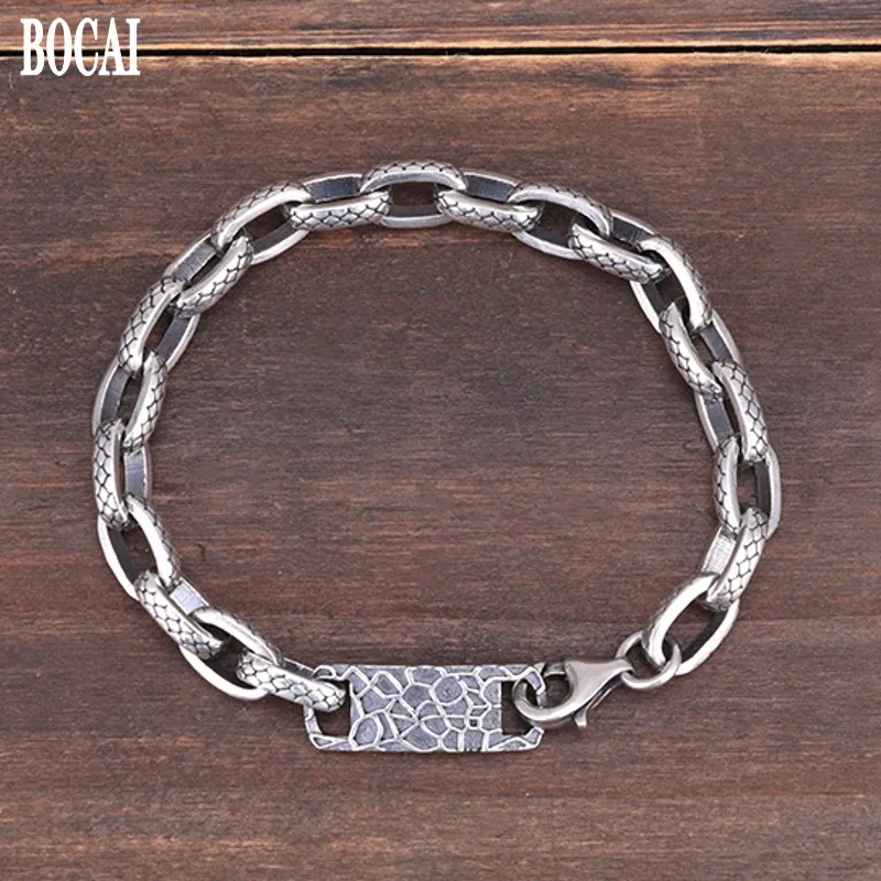 Новинка, стильный браслет из стерлингового серебра S925 пробы для мужчин, тайское серебро, простой серебряный браслет для женщин, мужской браслет
