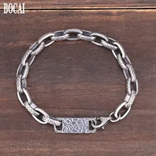 Новинка, стильный браслет из стерлингового серебра S925 пробы для мужчин, тайское серебро, простой серебряный браслет для женщин, мужской браслет