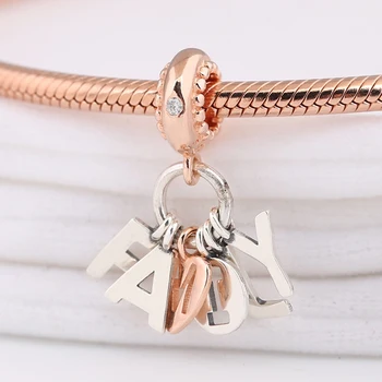 

Authentic S925 Rose Perfect Family With Crystal Pendant Hanging Bead Charm for Women Bracelet Bangle Jewelry