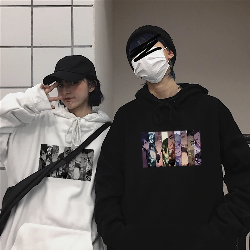 Chic Hoody Anime Kimetsu No Yaiba Pillars Cartoon Hoodie Male Hip Hop