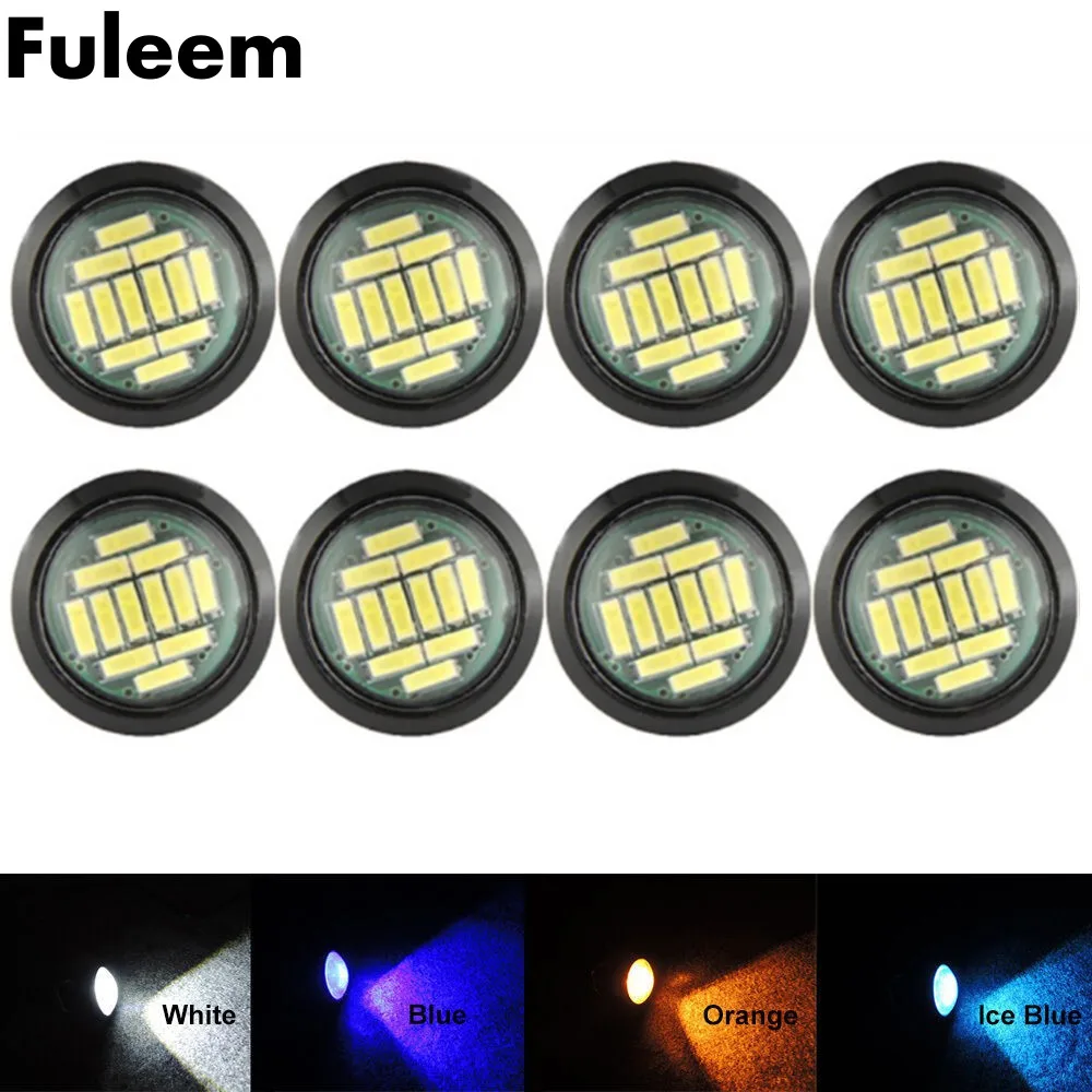 

Fuleem 8PCS 5W 12 LED Eagle Eye Light Car Back Up Reverse Lamp Daytime Running Light DRL 12V Waterproof