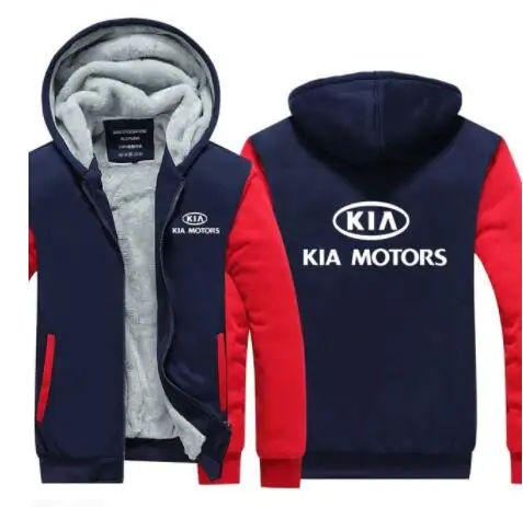 Осенне-зимняя мужская толстовка с капюшоном, теплая толстовка для KIA Motors, рекламная куртка, утепленные пальто на молнии, флисовая одежда - Цвет: 4