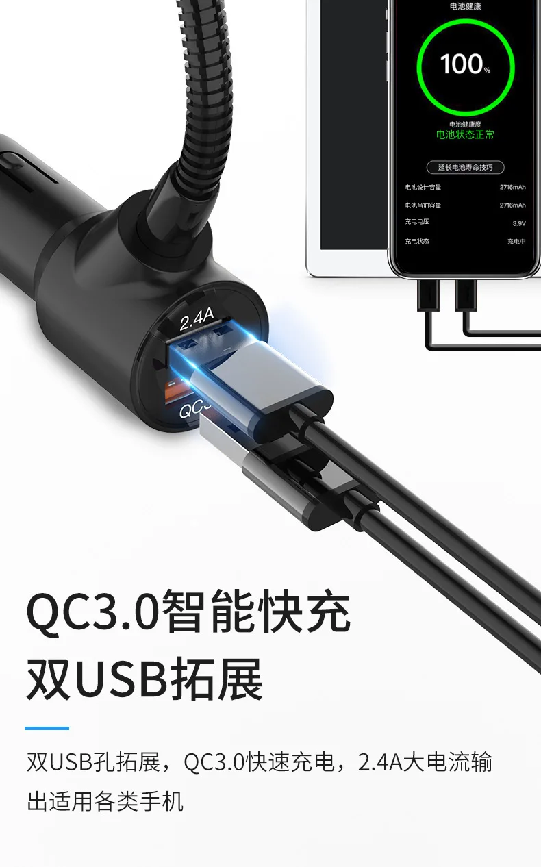 Bluetooth 5,0 QC3.0 Quick Charge 1,8 дюймов ЖК-дисплей автомобильный комплект громкой связи FM передатчик AUX аудио приемник Автомобильный mp3 плеер