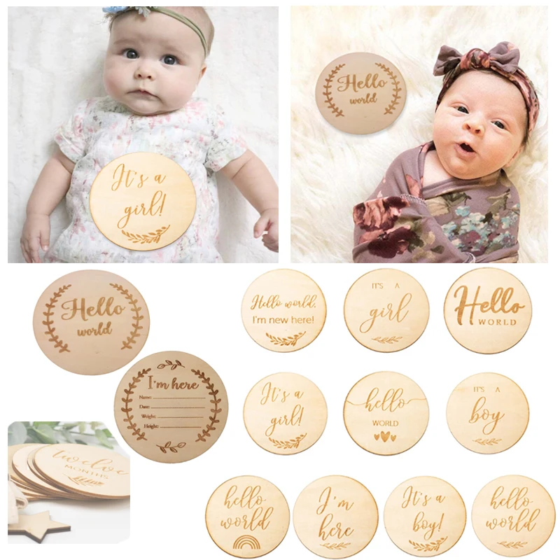 Wooden Baby Card wooden milestone cards,newborn photography props,wooden baby toys for Month Milestone