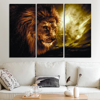 

RELIABLI ART 3 Panels Lion Animal Picture Canvas Painting WAll Art For Living Room Bedroom Modern Decorative Pictures NO FRAME