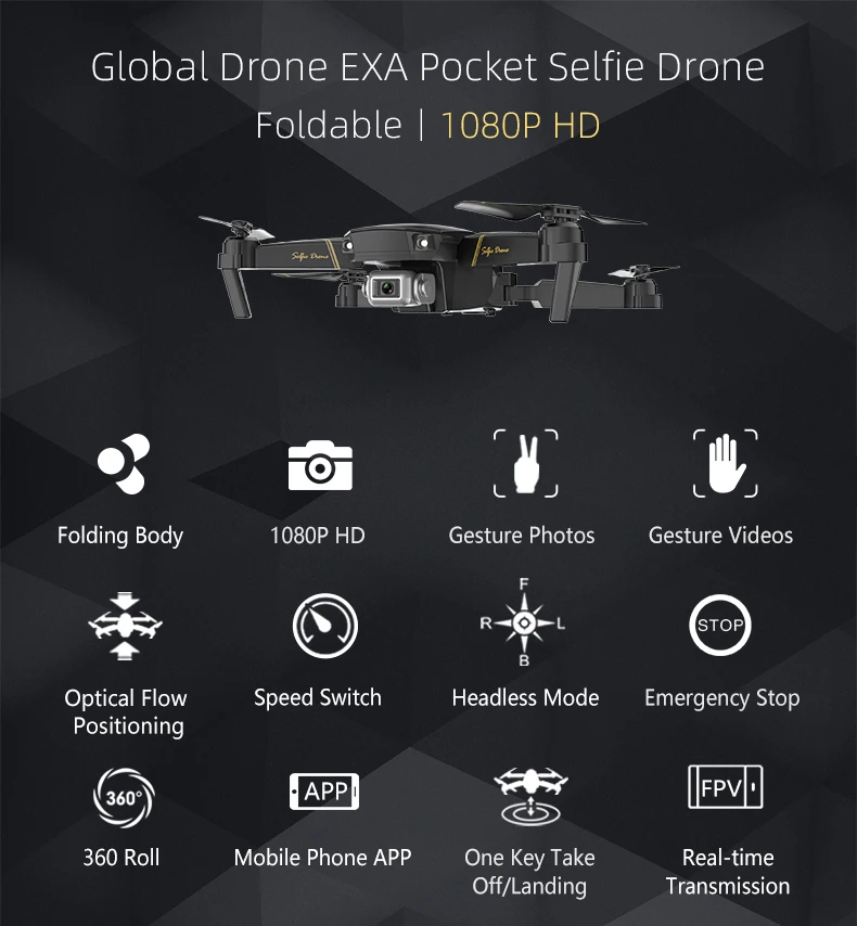 Global Drone EXA Квадрокоптер Дроны с камерой HD Радиоуправляемая машина FPV Дрон RC вертолет игрушки для мальчиков
