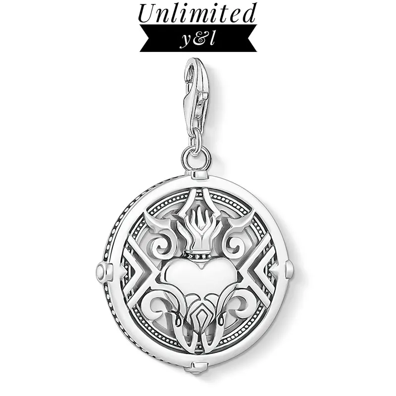 

Flames Heart Round Charms Pendants for Women Men DIY Jewelry Making 925 Sterling Silver Accessories Fit Bracelet Necklace 2019