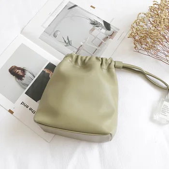 

Ins Mini- Each Child Bucket Package Soft Leather Hand Carry Packet Pulling Rope Leisure Time Mobile Phone Small Change Package