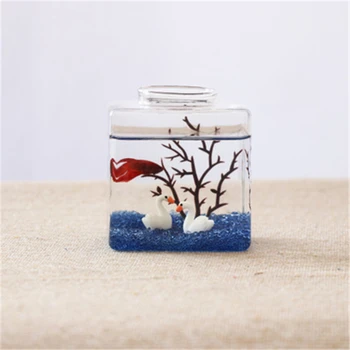 

Mini Fish Tank Transparent Aquarium Building Block Fish Tank Home Office Tea Table Decoration 14.0 cmX14.0 cmX14.0cm wholesale