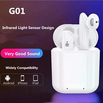 

G01 Infrared Sensor Wireless Bluetooth Headset Bluetooth 5.0 Earphone In-ear Dual Call Touch Control Earbuds Super Bass