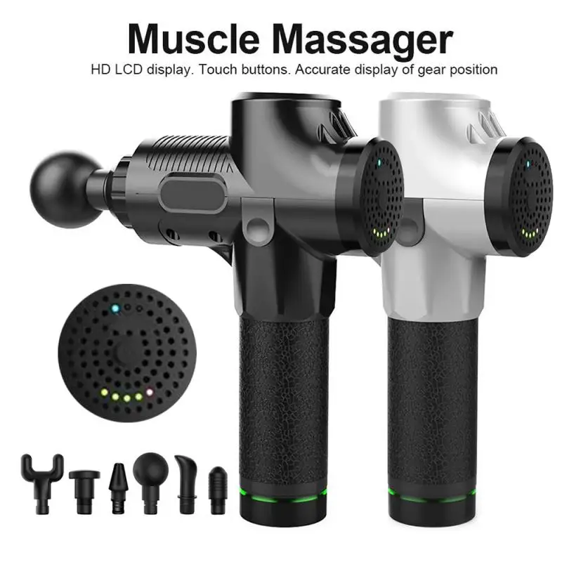 

1200-3300r/min Electric Muscle Massager Therapy Fascia Massage Gun Deep Vibraion Muscle Relaxation Body Shaping Fitness With Bag