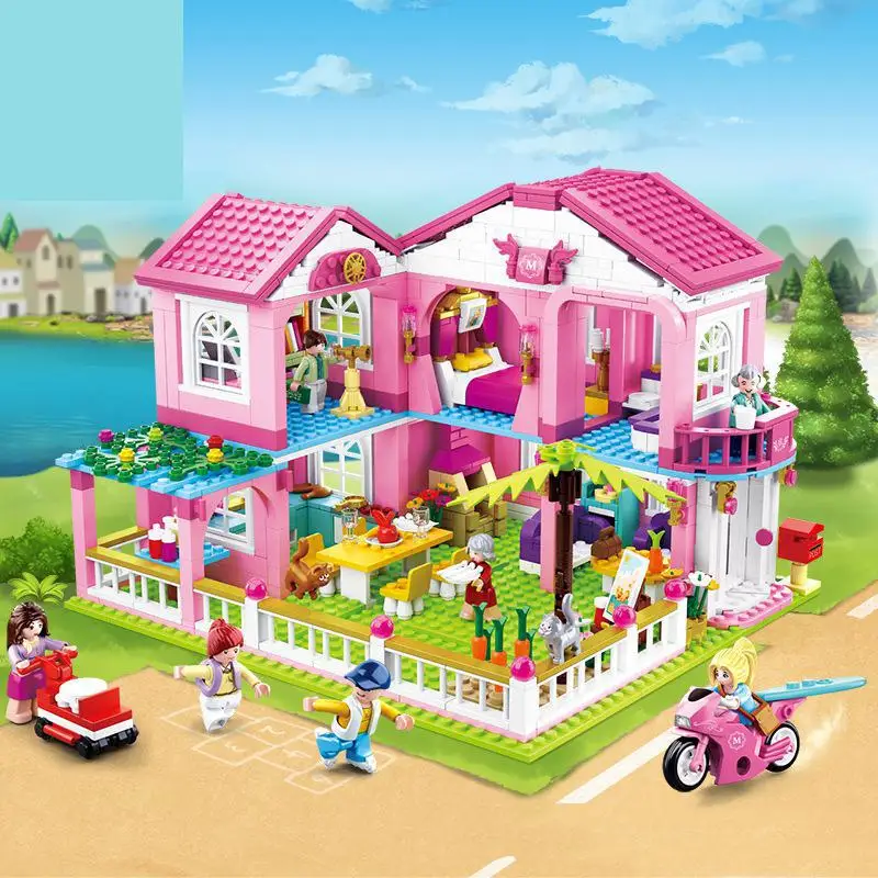 

0721 new 896 pieces Duplo friends house Villa Castillo model building block toys for children Compatible toy
