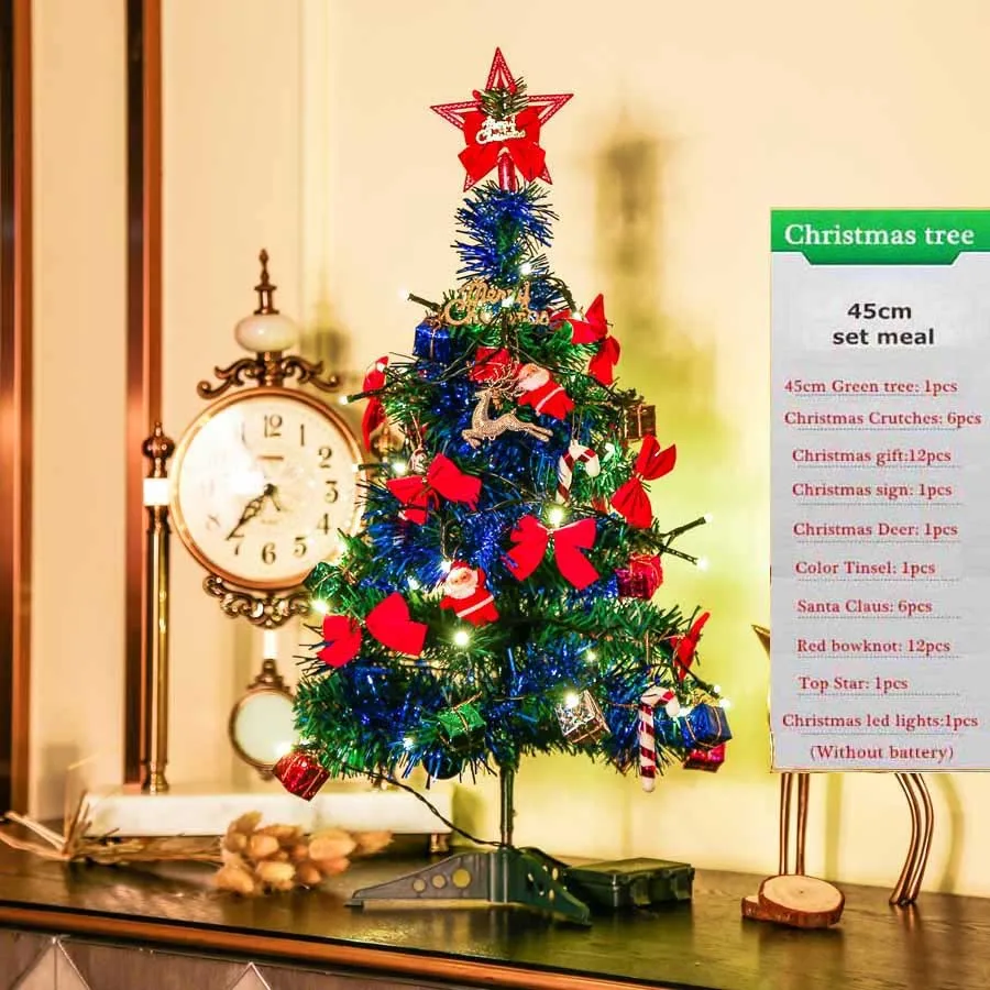 Рождественская елка led роскошное шифрование 45 см рождественские мини-елки фигурки для домашнего декора подарки - Цвет: Прозрачный