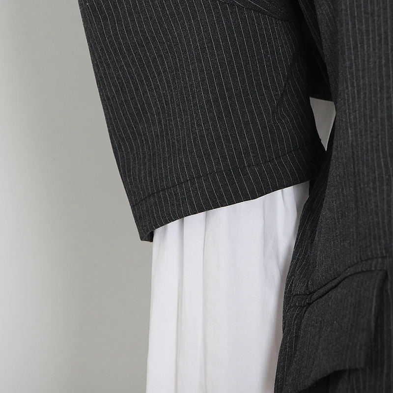 TWOTWINSTYLE Patchwork Striped Shirt For Women