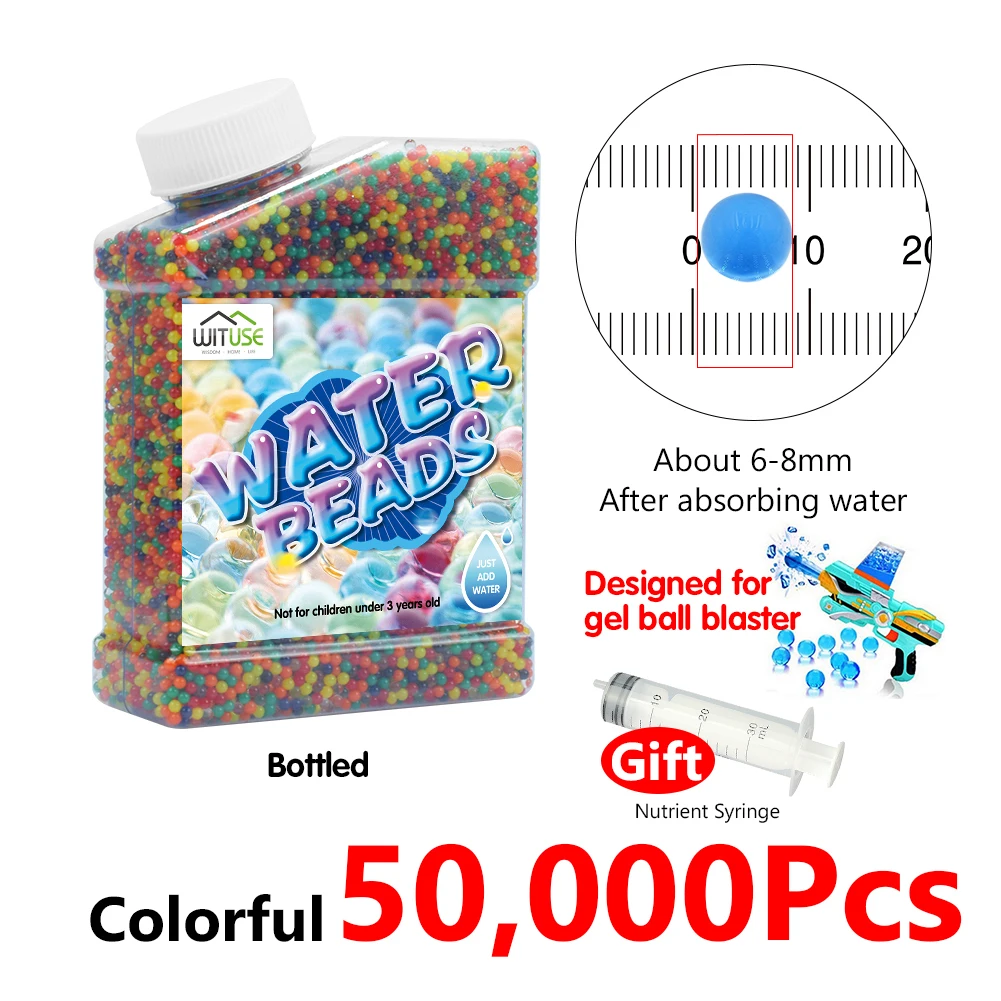 Bolas de gel absorbente de agua 50,000 piezas - Perlas de agua Orbeez de 8  mm