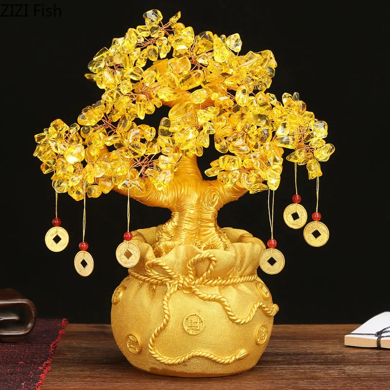 Креативное Золотое денежное дерево поделки из смолы украшение для гостиной