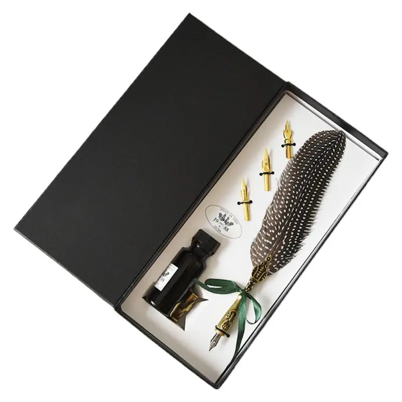 European Style Vintage Feather Pen Nibbed Dip Writing Ink Quill Pens Set for School Stationery Gifts Art Supplies