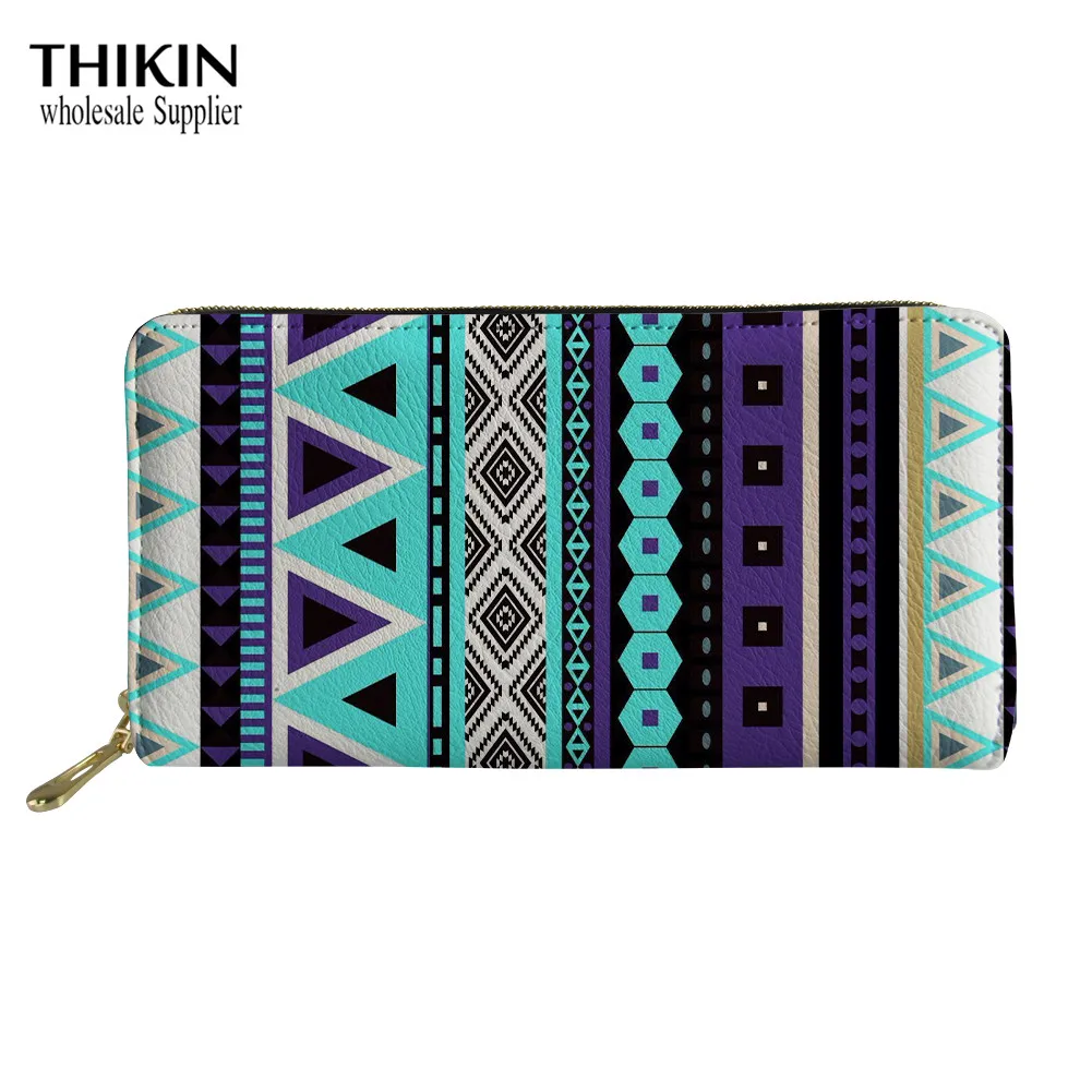 as picture THIKIN Boho стильные длинные кошельки, женский держатель для карт и монет, карман для телефона, лотос, на молнии, вокруг кошелька, сумочка, клатч, кошелек на заказ - Цвет: as picture