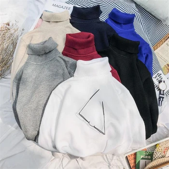 

2020 Spring New Men's Slim Fit Turtleneck Sweaters Pullover Male Slim Fit Turtleneck Knitted Pullovers Solid Color Sweater S-3XL