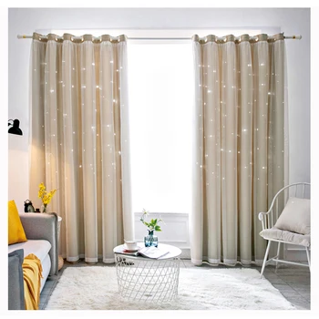 

New Window Curtain Hollowed Out Stars Shading Curtain Drape Purdah for Home Living Room Bedroom Curtains for Living Room