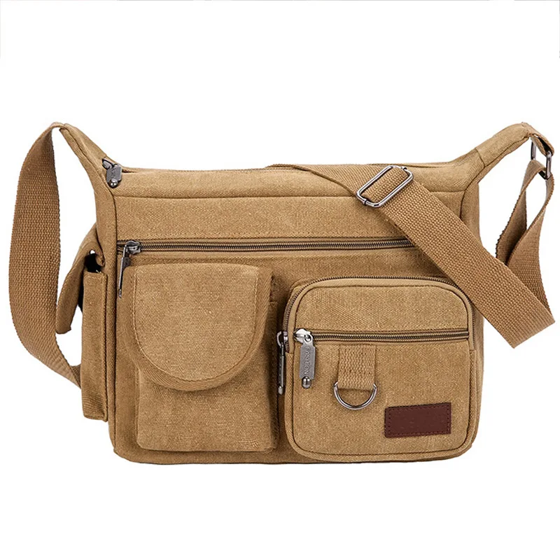 

New Style Multi-pockets Canvas MEN'S Single-shoulder Bag Fashion Large Capacity Toolkit Korean-style Casual Men's Over-the-shoul