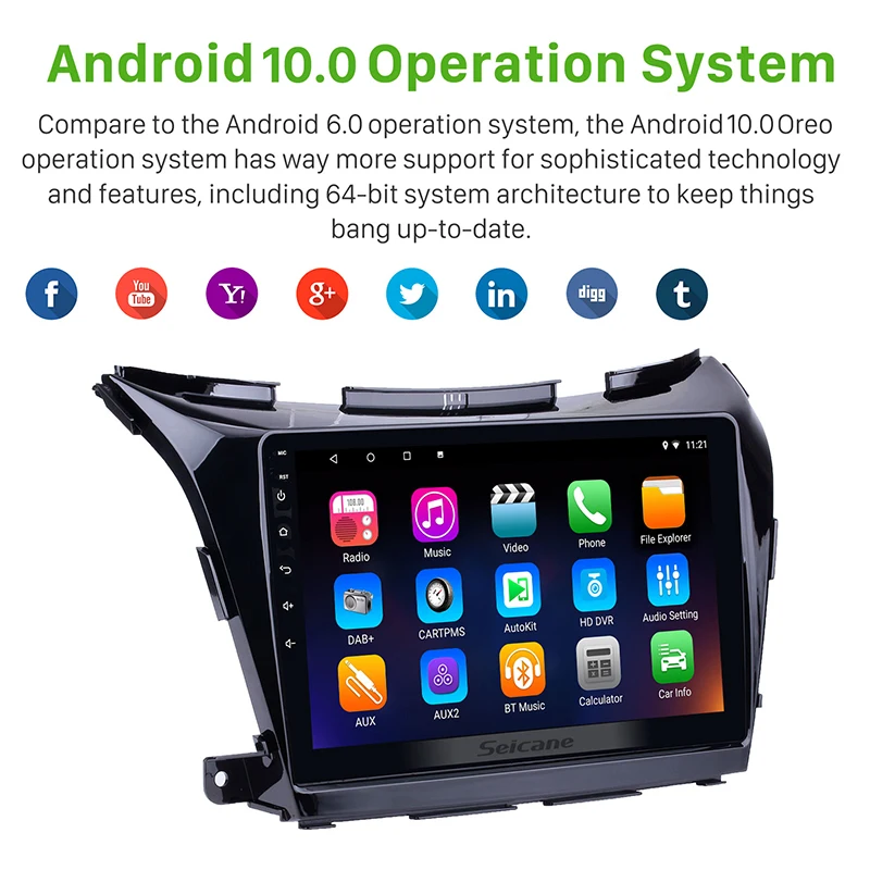 Автомобильный мультимедийный плеер Seicane HD экран 10 1 дюйма 2DIN Android 0 GPS навигация 2 Гб
