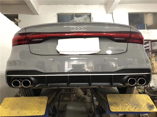 Коричневый Для Audi A7 Sline S7 бампер ABS черный Задний спойлер диффузор бампер Защита защитная накладка - Цвет: Коричневый