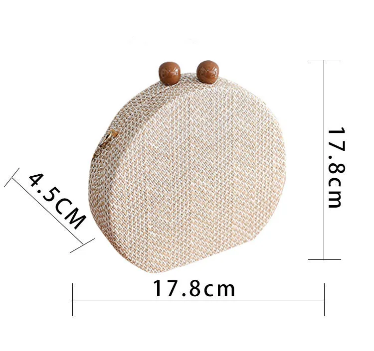 Straw Weaving Wallet Round Evening Bags Wave Ladies Clutch Wedding Party Purses and Handbags Cute Chain Women Shoulder Bag clutches black	