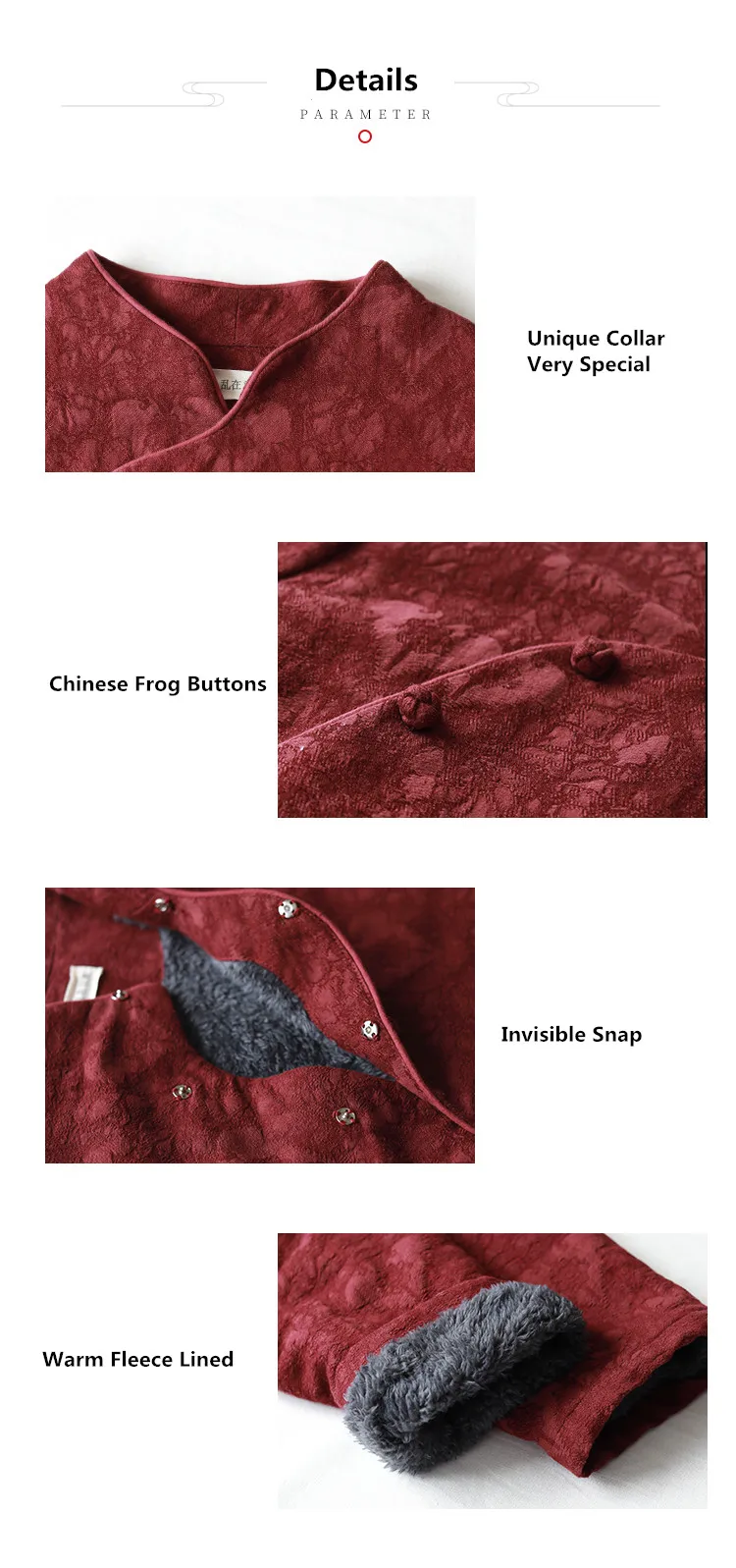 LZJN Chinese Dress Women 2019 Autumn Winter Long Sleeve  Cheongsam Qipao Jacquard Fleece Lined Warm Thick Dress Robe Vestidos (21)