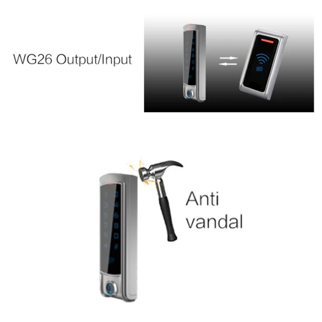 LCD RFID Touch Keypad Access Control System Door Lock, 125KHz EM Card, Waterproof Metal Design, Outdoor RFID Access Control (T2) 5