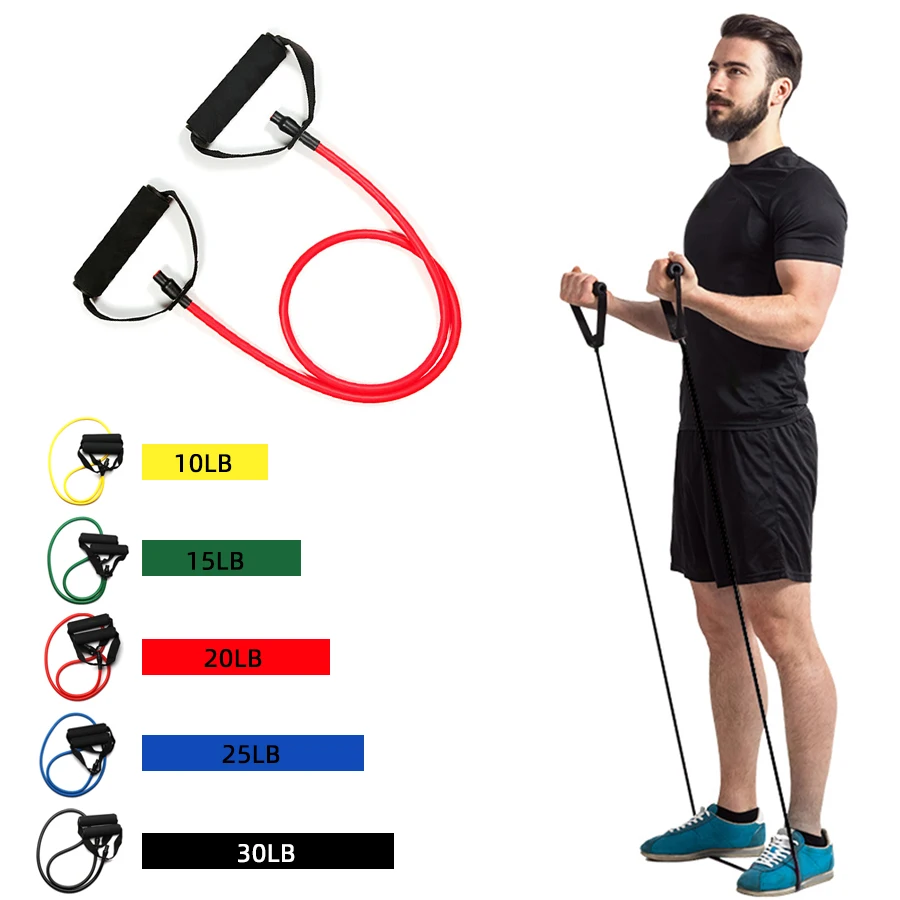 5 Levels Resistance Bands Handles Workouts Strength Equipment