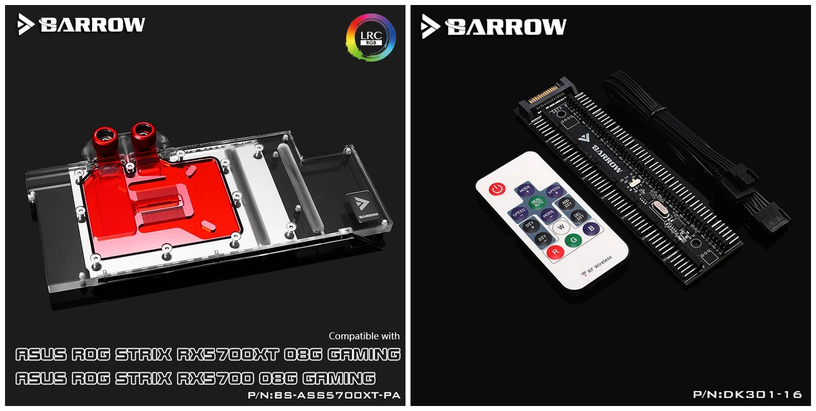 Курган полное покрытие GPU водоблок для ASUS ROG STRIX RX5700XT Аврора материнская плата 5V SYNC AURA BS-ASS5700XT-PA - Цвет лезвия: BlockxRemote Control