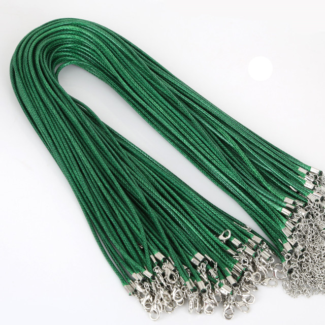 1.5/2mm Cotton Waxed Cord Adjustable Braided Rope String Necklace Chain with Lobster Clasp DIY Jewelry Making Handmade