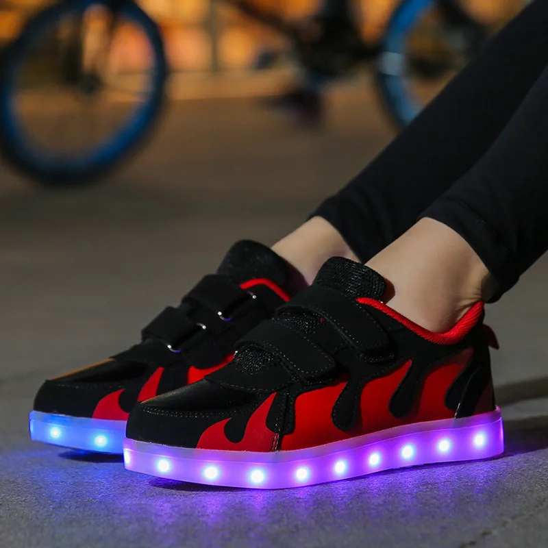 Size 25-37 USB Charging Basket Led Children Shoes With Light Up Kids Casual Boys&Girls Luminous Sneakers Glowing Shoe