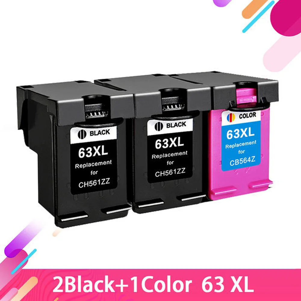 3pk Совместимый картридж для hp 63 чернильный картридж XL hp 63 с чернилами hp Deskjet 1110 2130 2131 2132 3630 4250 5220 5230 5232 5252 принтер