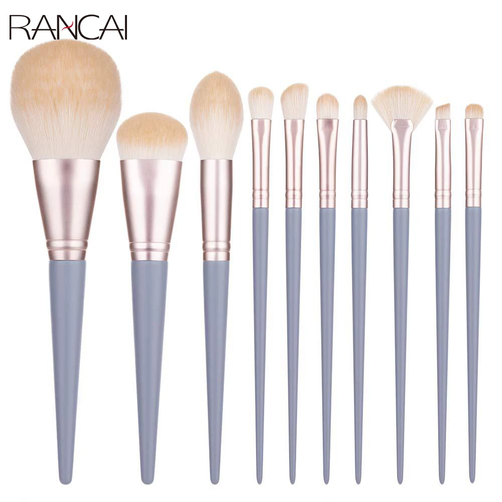 

RANCAI Professional 10pcs Makeup Brushes Kits Blending Eyeshadow Highlighter Contour Make Up Super Soft Cosmetic Tools Set