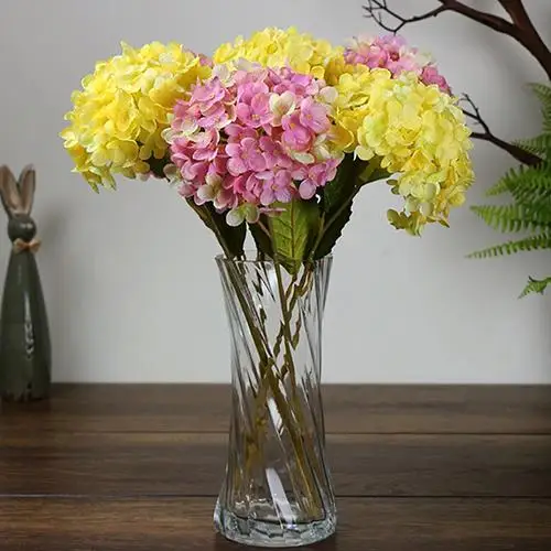 1 букет Искусственные цветы Искусственный шелк цветок Гортензия Листья