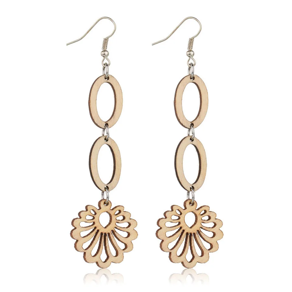 Qiao Li Hot Selling 2018 Women's   Earring  Wood  Geometric  Fashion  Design Elegant Wedding Earring For Women Favorable Earring