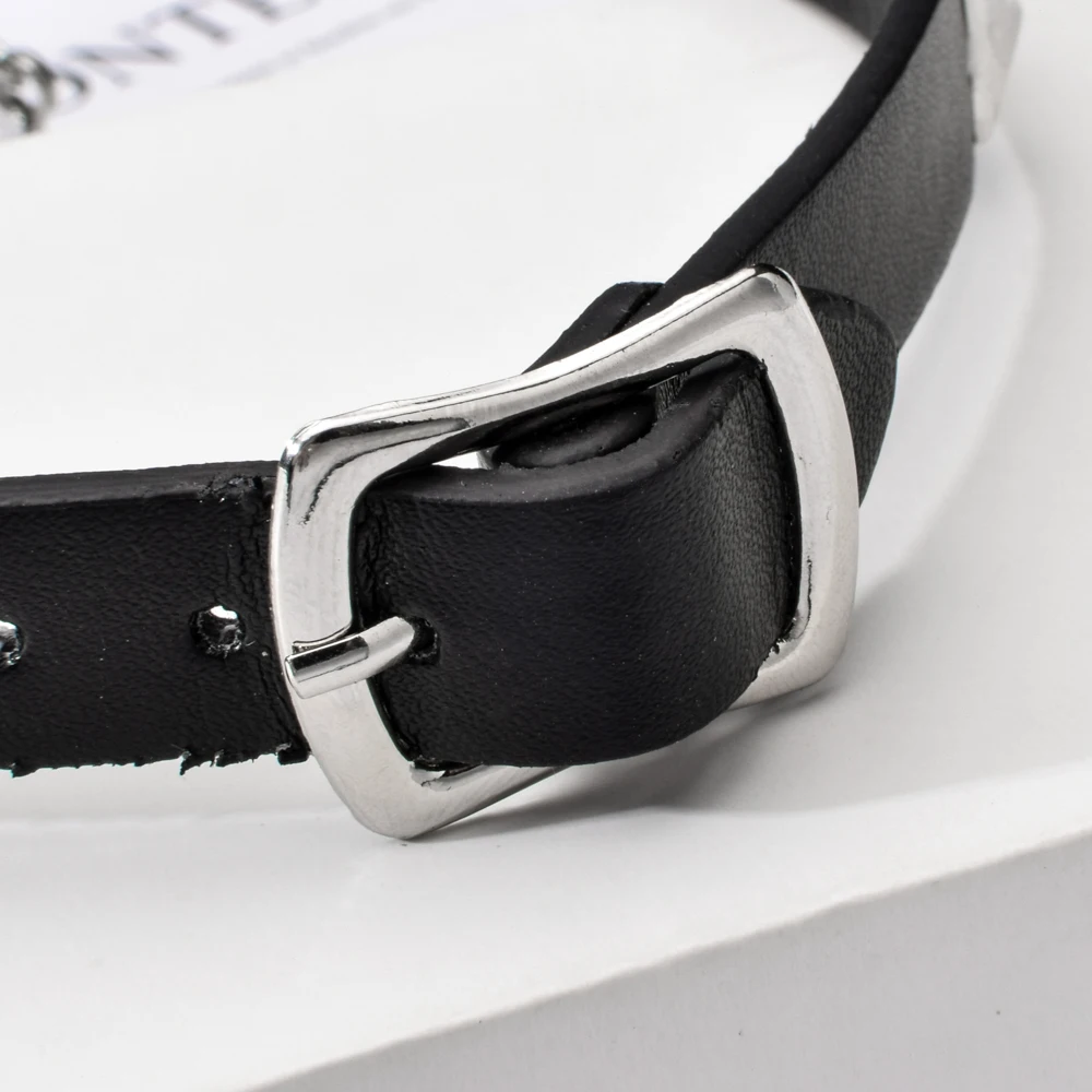 Панк Черная кожа чокеры винтажное шипованное готическое ожерелье воротник для