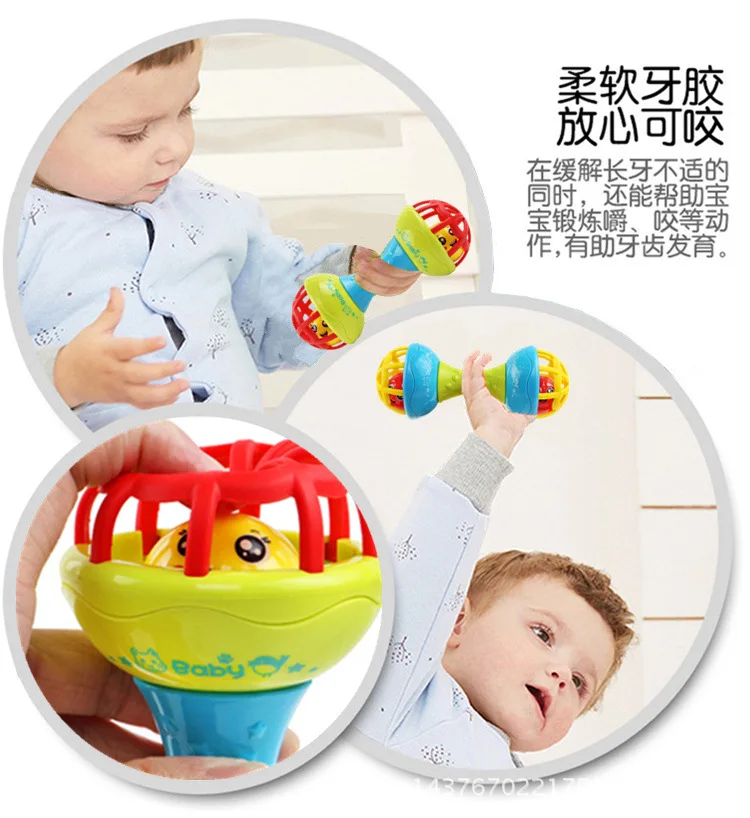 Jia zhi 3365, детская погремушка, мягкая, Silcone, двуглавый колокольчик, для фитнеса, колокольчик, развивающая игрушка