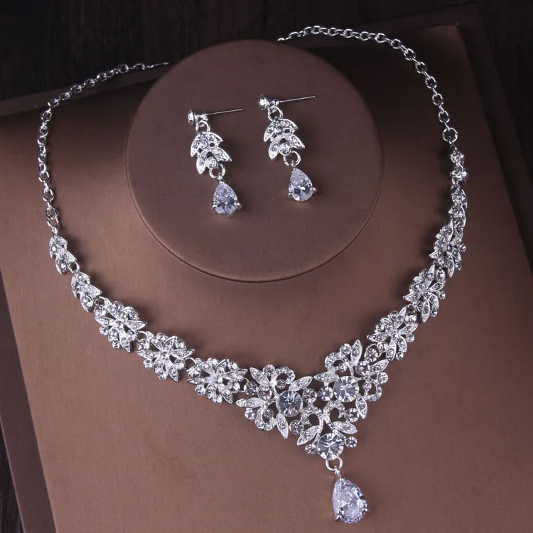 Gorgeous Silver Color Crystal Bridal Jewelry Sets Fashion Tiaras Crown Earrings Choker Necklace Women Wedding Dress Jewelry Set - Image 5