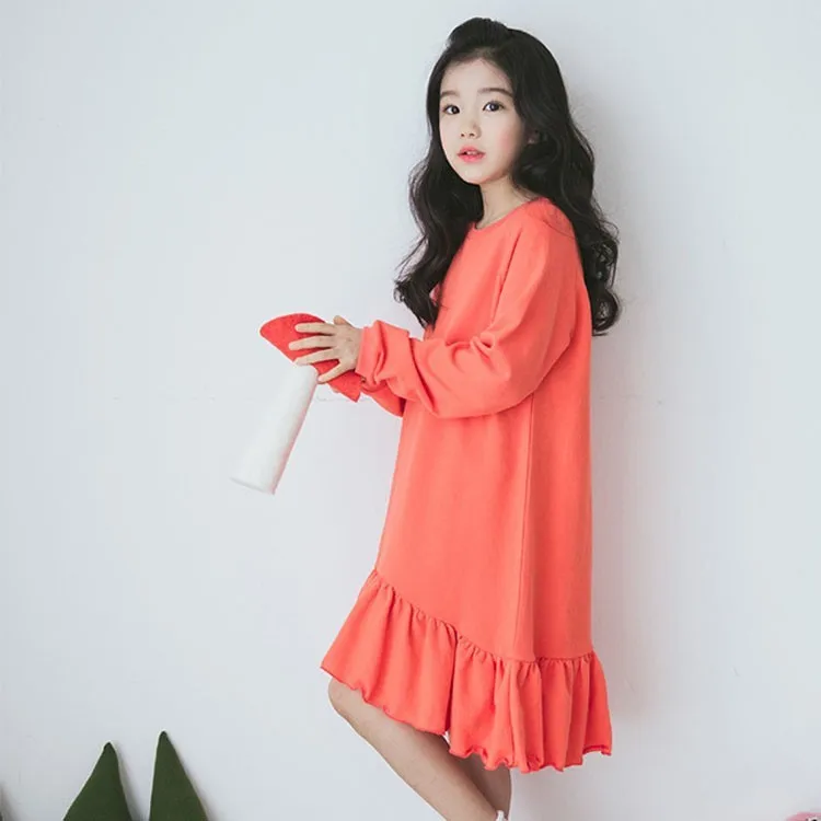 Хлопковые Платья с оборками для девочек подростков юбка принцессы детей и платье