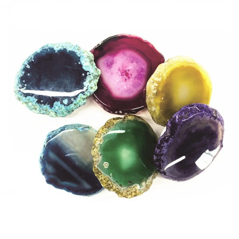 10Pcs Gold Foil Edging Real Agate Stone Cell Phone Holder Stand Bracket with Irregular Shape Stone